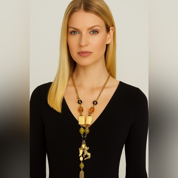 Kenneth Jay Lane KJL Safari Statement Necklace  – Rare & Bold - Picture 1 of 11
